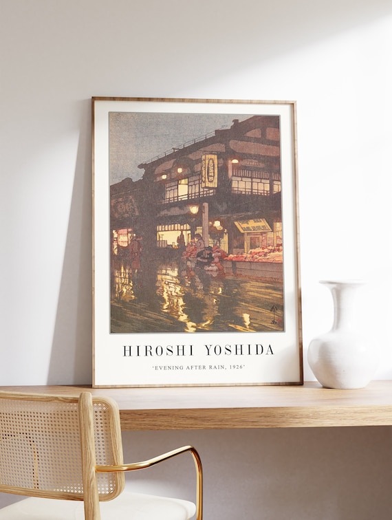Japanese Poster, Japanese Wall Art, Hiroshi Yoshida, Evening After Rain, Asian Decor, Floral Print, Nature, Gardens, A1/A2/A3/A4