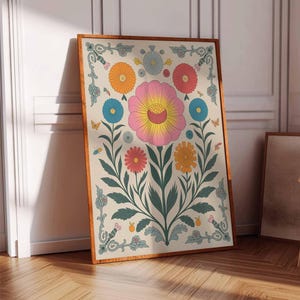 Vintage mexikanische Poster, mexikanische Drucke, mexikanische Dekoration, traditionelles lateinisches Dekor, Blumendruck, Botanische Wandkunst, Tropischer Druck, lateinische Kunst