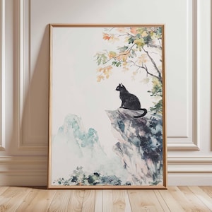 Pôster de gato, impressão de arte de gato, impressão de arte de animal, decoração de arte de parede, arte vintage, arte retrô, impressão de arte realista, presente para amantes de gatos, A1/A2/A3/A4