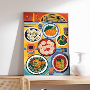 Chinese Food Poster, Asian Food Print, Oriental Decor, Dinner Table Food Print, Kitchen Poster, Kitchen Decor, Food Poster, Asian Gift