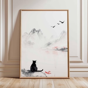 Japanese Cat Poster, Cat Print, Animal Art Print, Wall Art Decor, Vintage Art, Retro Art, Realist Art Print, Cat Lovers Gift, A1/A2/A3/A4