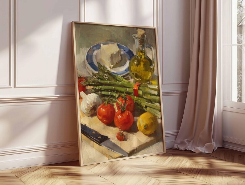 Vegetable Still Life Art Print | Rustic Kitchen Oil Painting - Etsy UK