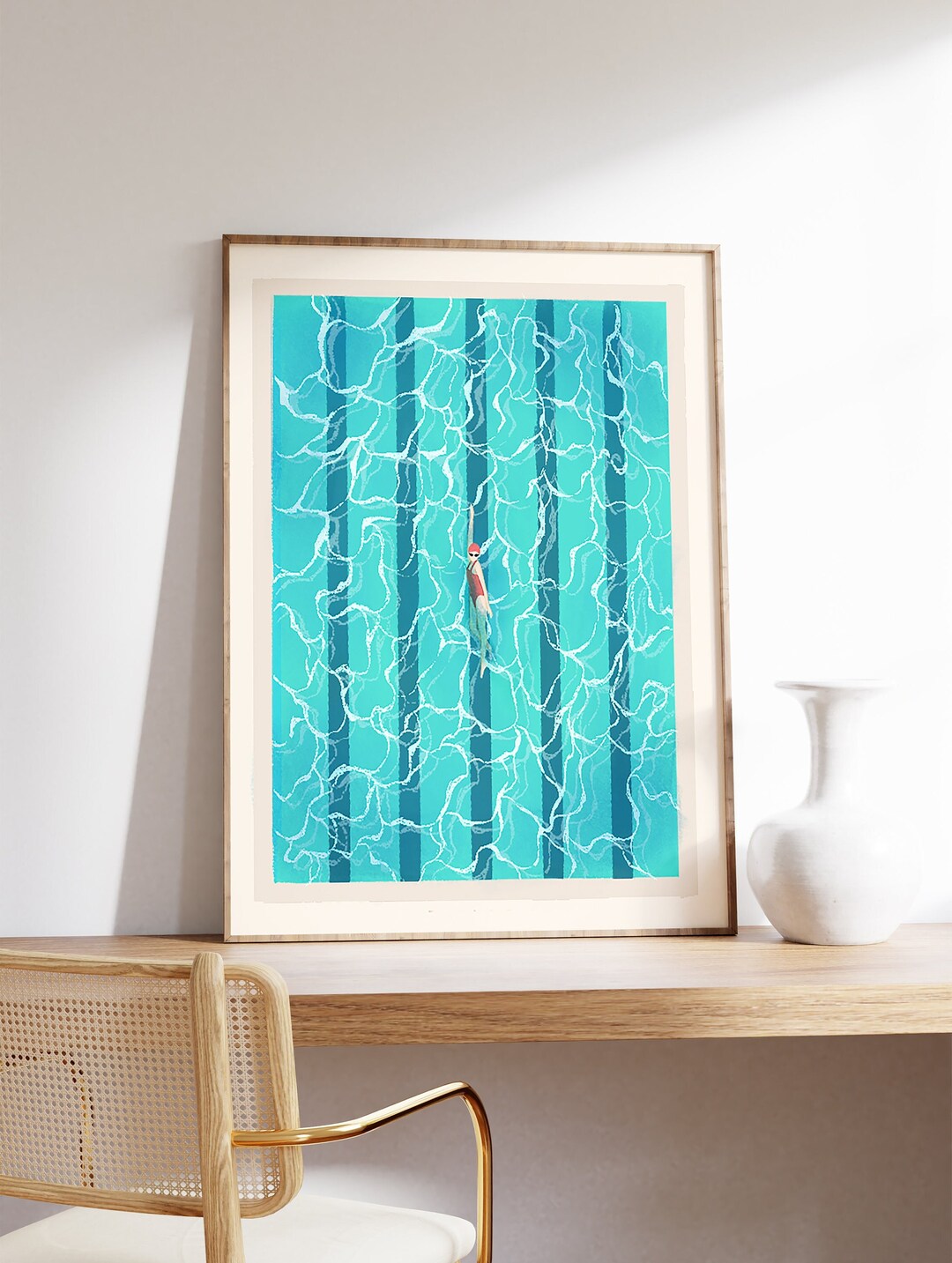 Swimming Pool Wall Art, Swimming Art Print, Swimming Poster, Blue Art