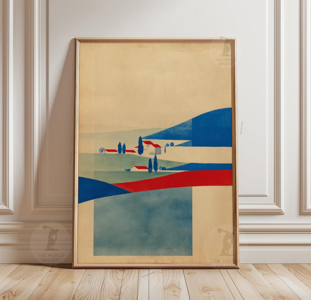 Abstract Countryside Landscape Poster | Minimal Rural Fields ...
