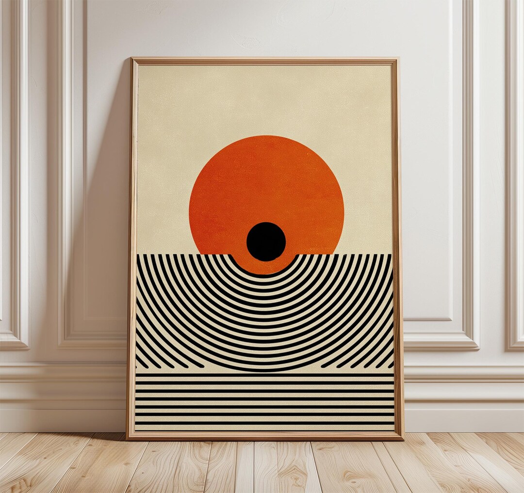 Abstract Sun Geometric Poster, Mid Century Modern Wall Art - Etsy
