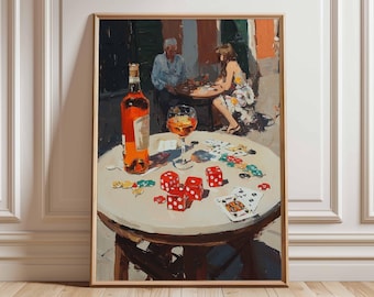 Vintage Casino Night Art Print | Retro Game Room Decor