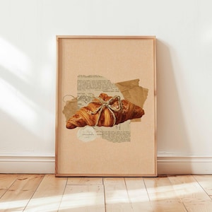 Croissant Poster, Paris Breakfast Wall Art, Foodie Kitchen Decor, Croissant Illustration Gift, French Posters And Prints