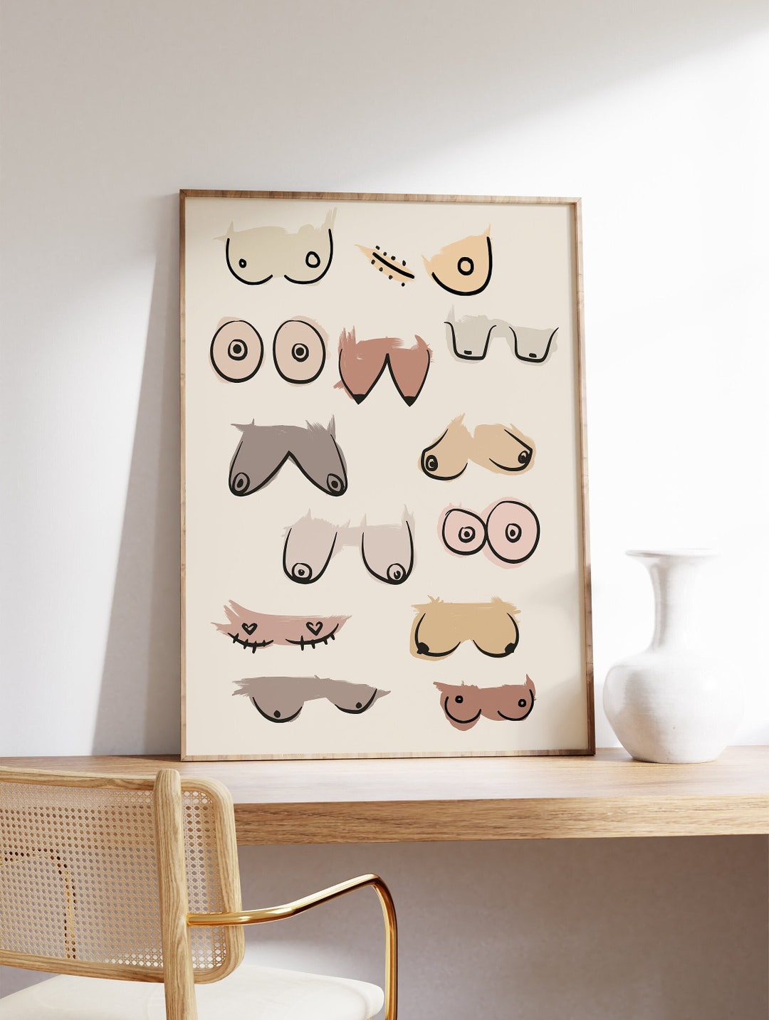 Boobs Poster, Boob Print, Nackte Kunst, Nackte Körper Dekor, Brüste