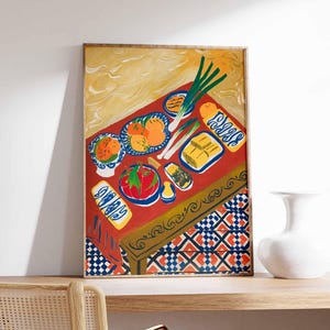 South East Asian Food Poster, Asian Decor, Oriental Print, Dinner Table Food Print, Kitchen Poster, Kitchen Decor, Food Poster, Asian Art
