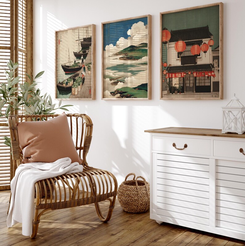 Japanese Vintage Poster Set | Asian Wall Art Prints | Ukiyo E Style ...