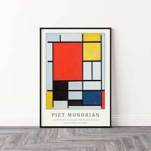 Piet Mondrian Poster, Composition With Large Red Plane , Piet Mondrian Art Print, Bauhaus Poster, Abstract Art, Cubism, Modern Art, Gift image 4