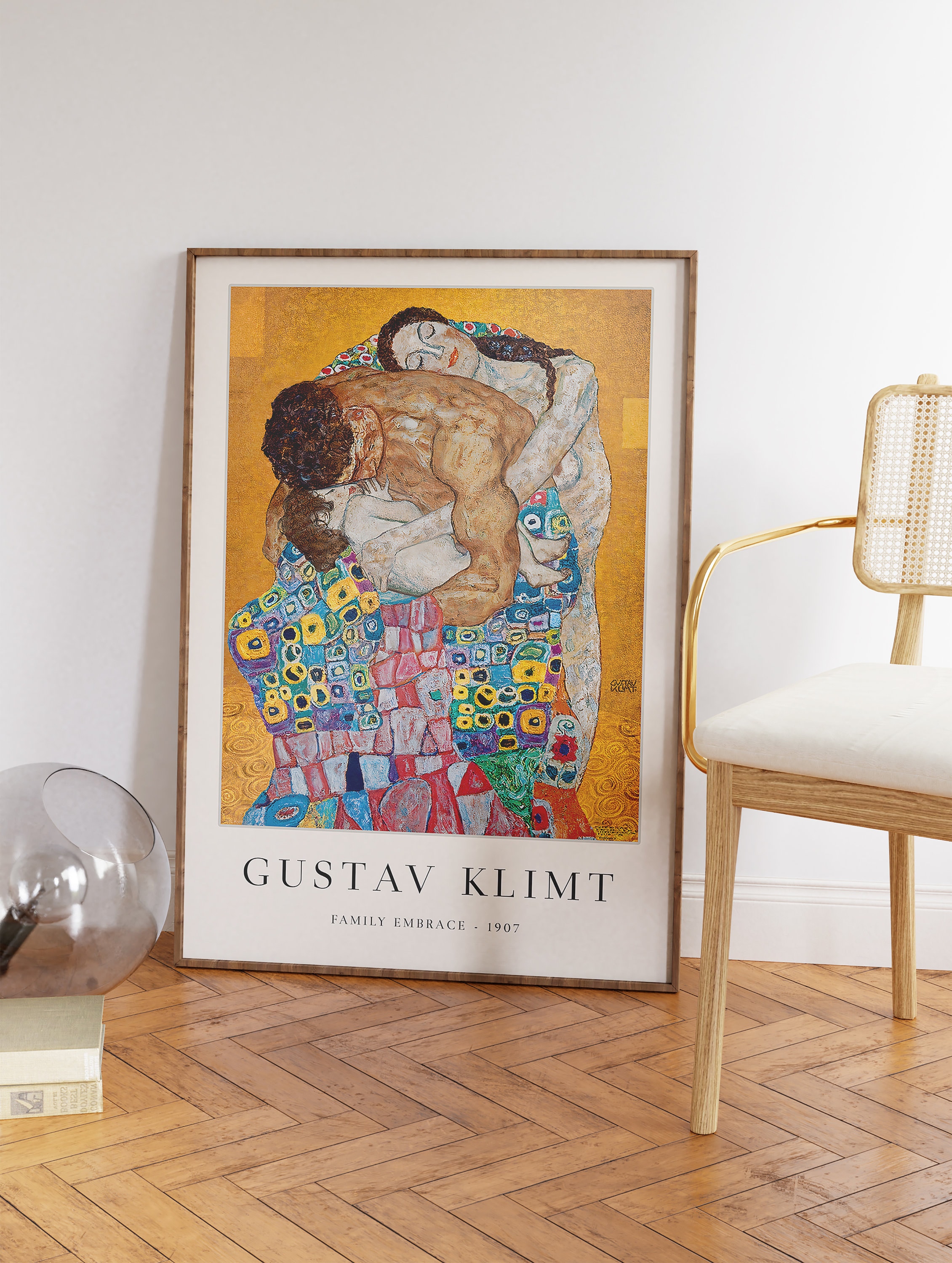 グスタフ・クリムト「抱擁」額装●レリーフ画 クリムトアートの世界観！● グスタフ・クリムトの壁アート、家族の抱擁、グスタフ・クリムトアート