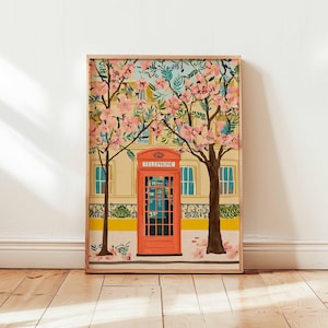 Telephone Poster, Vintage Phone Wall Art, London Poster, Retro Prints, British Decor, Red Booth Print, Iconic Gift Poster