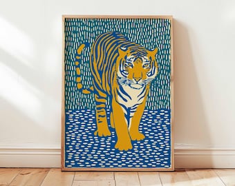 Modern Tiger Art Print, Bold Animal Wall Decor