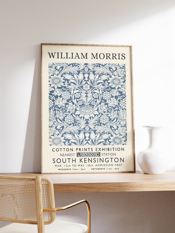 William Morris Print, William Morris Exhibition Print, William Morris Poster, Vintage Wall Art, Textiles Art, Vintage Poster, A1/A2/A3/A4