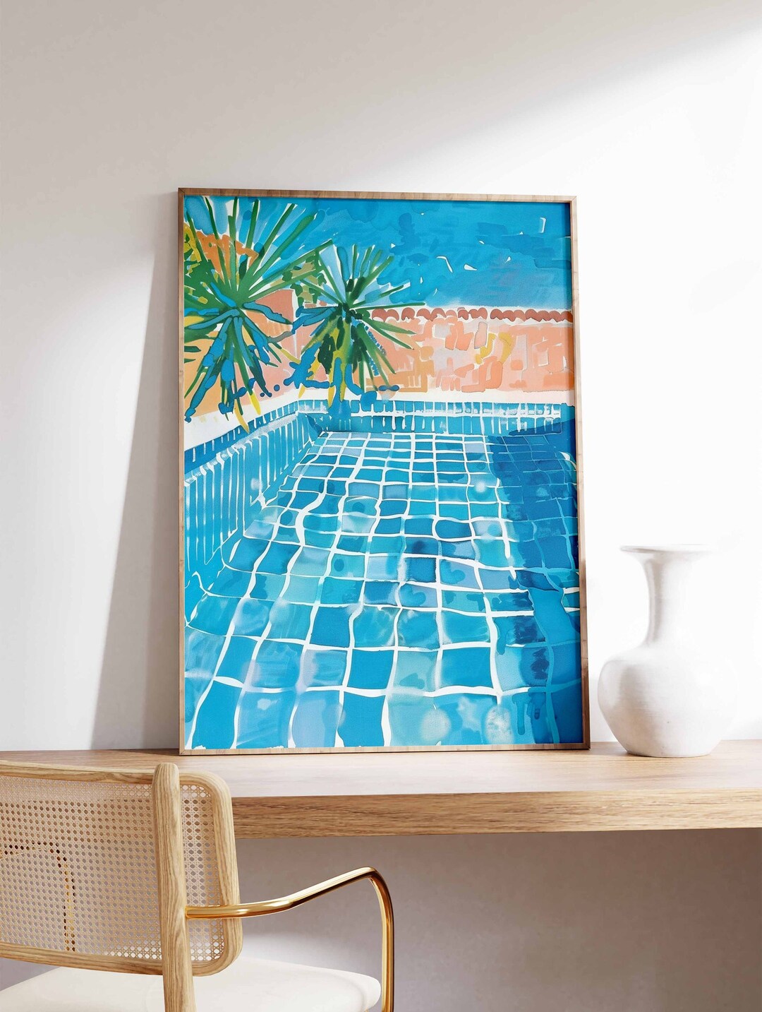Swimming Pool Art Print, Tropical Palm Tree Decor - Etsy