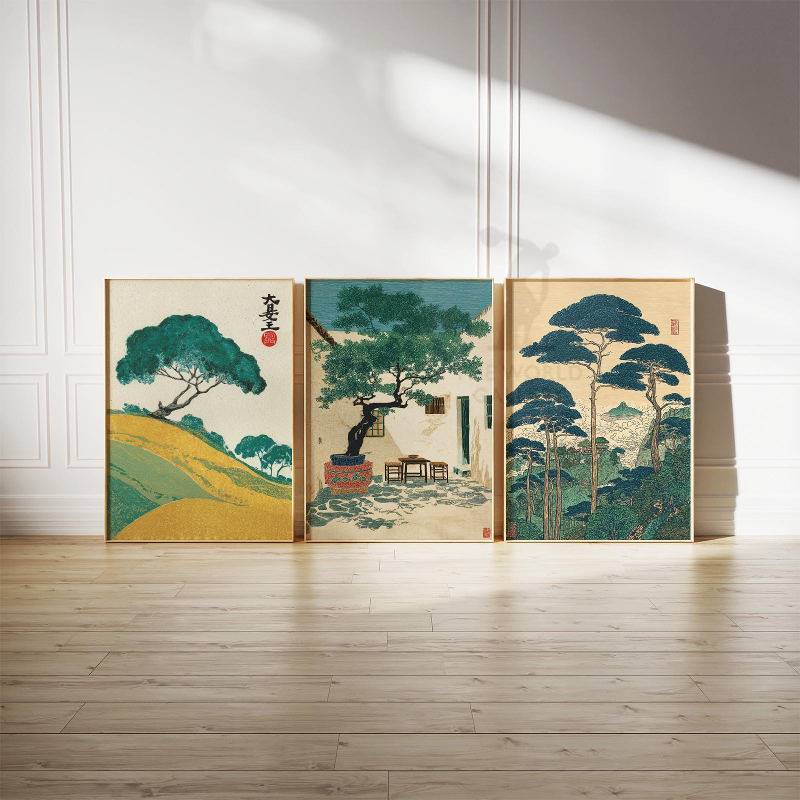 Japanese Tree Poster Set | Vintage Landscape Wall Art | Botanical ...