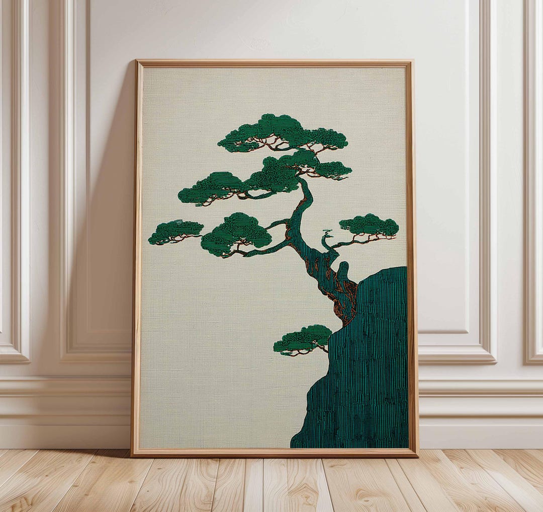 Japanese Bonsai Tree Art Print, Minimalist Nature Wall Art, Zen ...