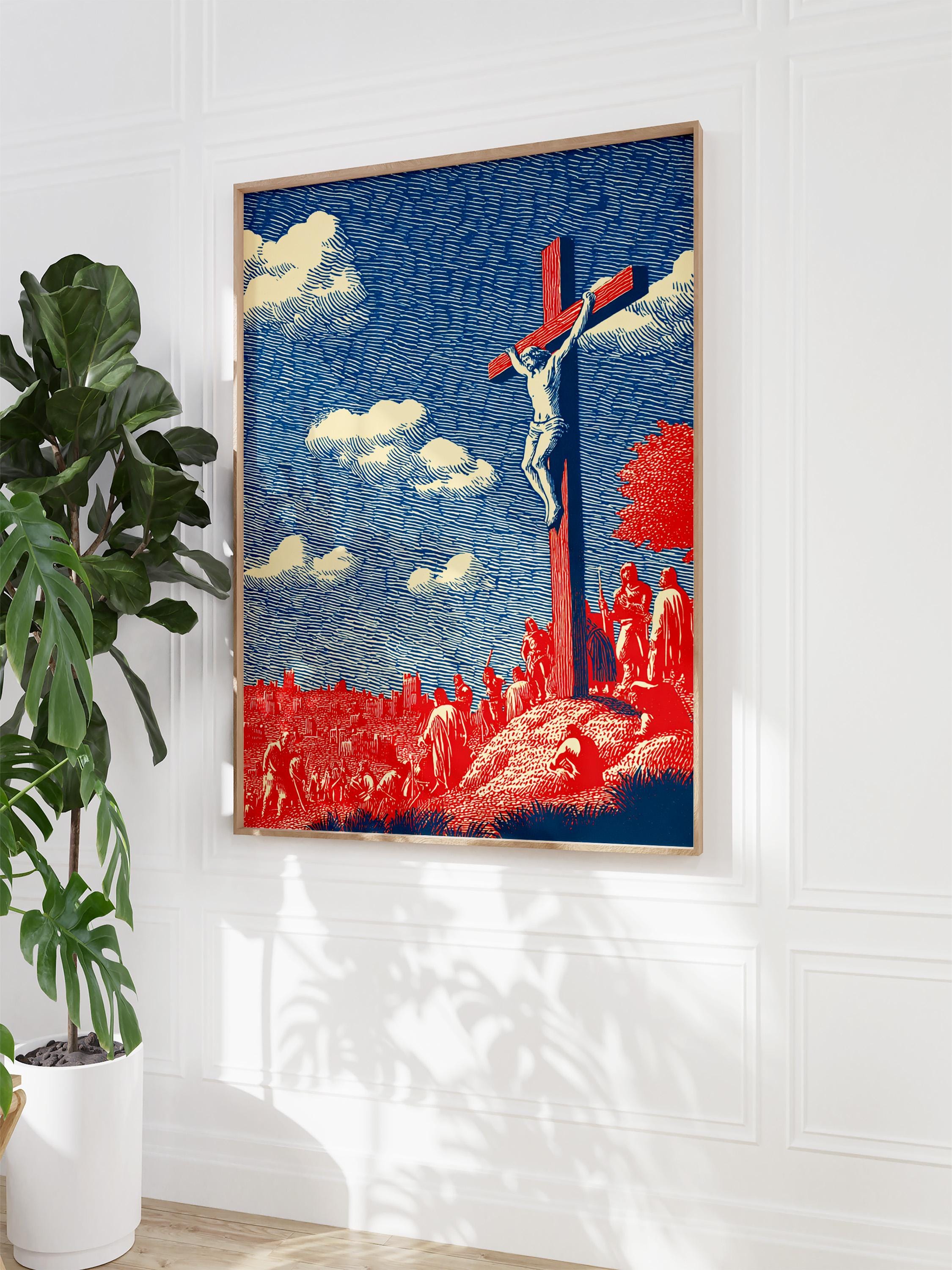 Jesus on Cross Poster | Christian Crucifixion Wall Art Print | Biblical ...