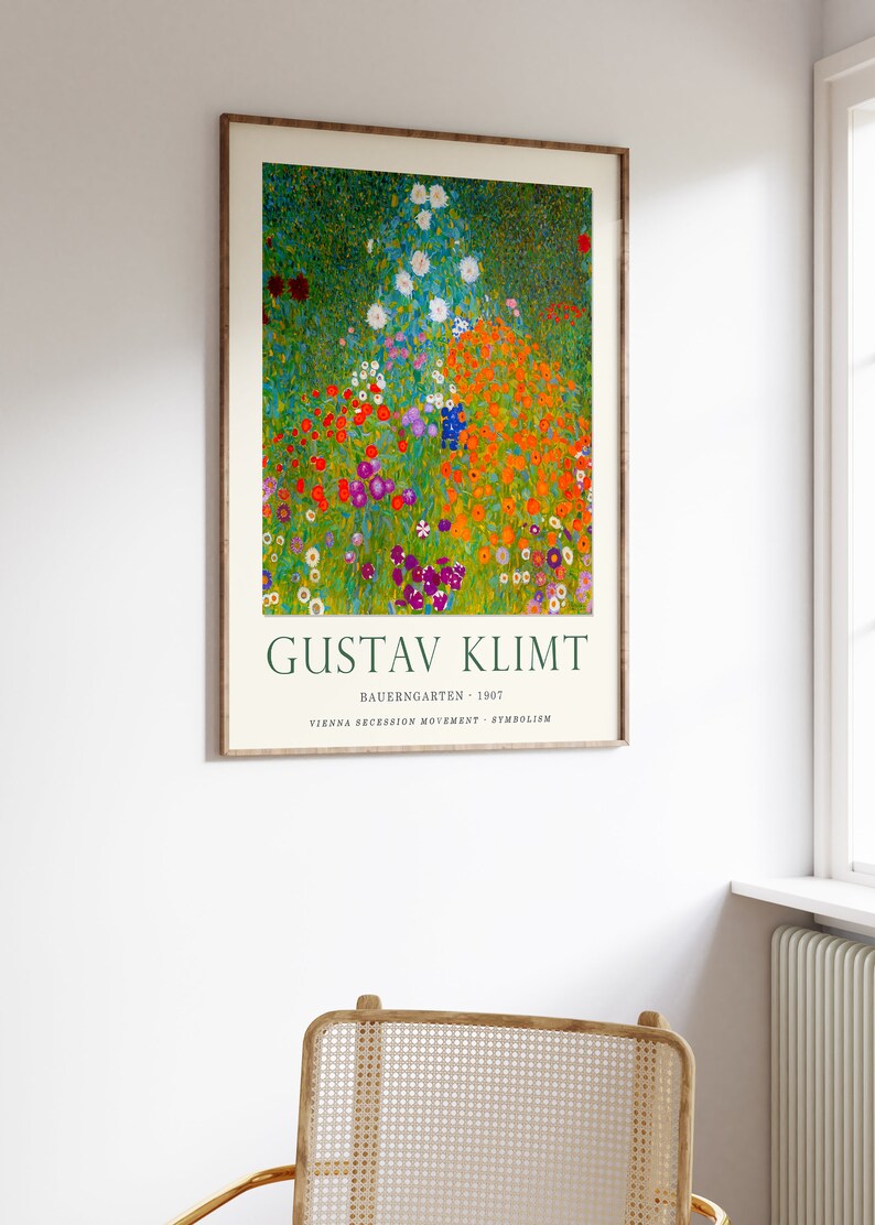 Gustav Klimt Flower Garden Poster, Art Nouveau Print image 3