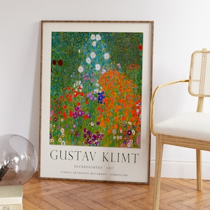 Gustav Klimt Flower Garden Poster, Art Nouveau Print image 2