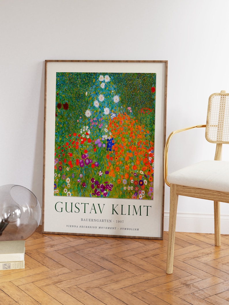 Gustav Klimt Flower Garden Poster, Art Nouveau Print image 2