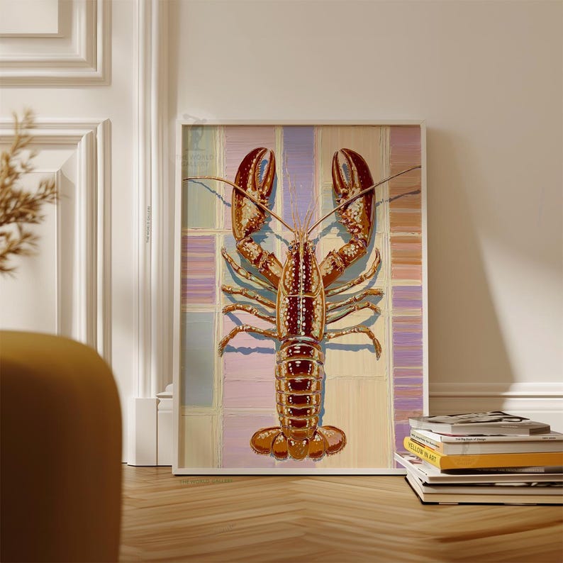 Lobster Print | Coastal Kitchen Seafood Illustration | Nautical Beach ...