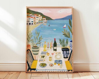 Hvar Croatia Travel Poster, Adriatic Sea Coastal Print
