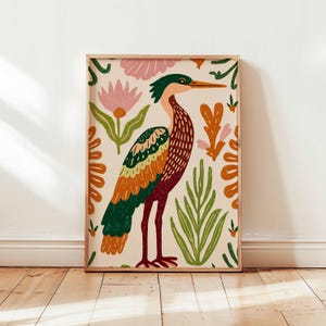Crane Poster, Bird Wall Art, Japanese Crane Print, Minimalist Bird Poster, Nature Art Print, Animal Wall Decor, Crane Bird Gift