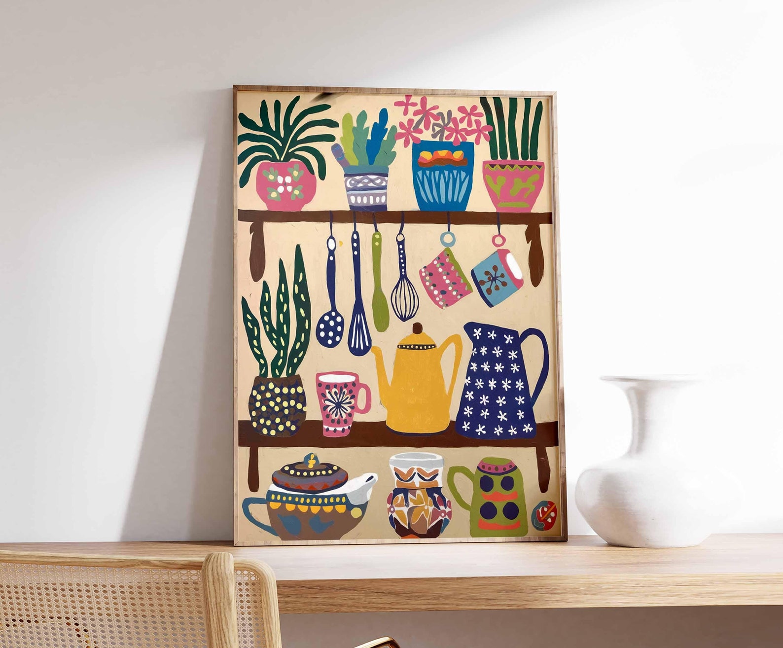 kitchen print - art for kitchen -colourful kitchen... Colorful Kitchen Wall Art, Kitchen Decor, Floral Poster, Boho ...
