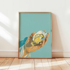 Oyster Poster, Seafood Print, Coastal Wall Art, Nautical Decor, Kitchen Food Poster, Oyster Illustration Print, Oyster Lover Gift