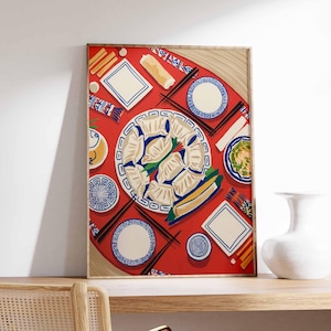 South East Asian Food Poster, Asian Decor, Oriental Print, Dinner Table Food Print, Kitchen Poster, Kitchen Decor, Food Poster, Asian Art