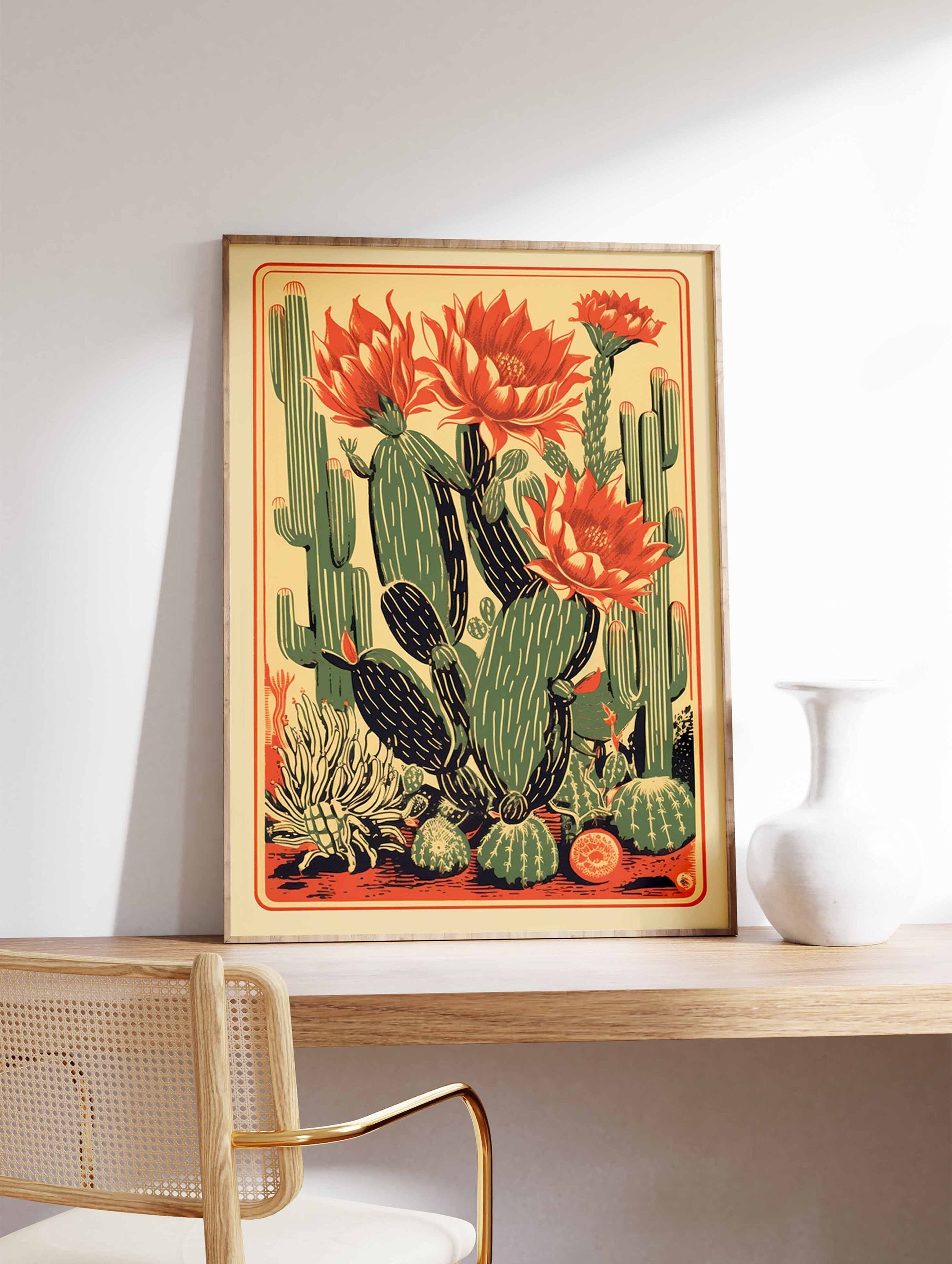 Vintage Mexican Cactus Art Print, Colorful Floral Decor - Etsy