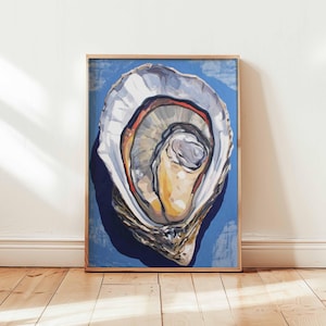 Oyster Poster, Seafood Print, Coastal Wall Art, Nautical Decor, Kitchen Food Poster, Oyster Illustration Print, Oyster Lover Gift