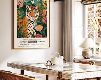Vintage London Zoo Tiger Poster, Retro Animal Wall Art - Etsy