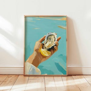 Oyster Poster, Seafood Print, Coastal Wall Art, Nautical Decor, Kitchen Food Poster, Oyster Illustration Print, Oyster Lover Gift