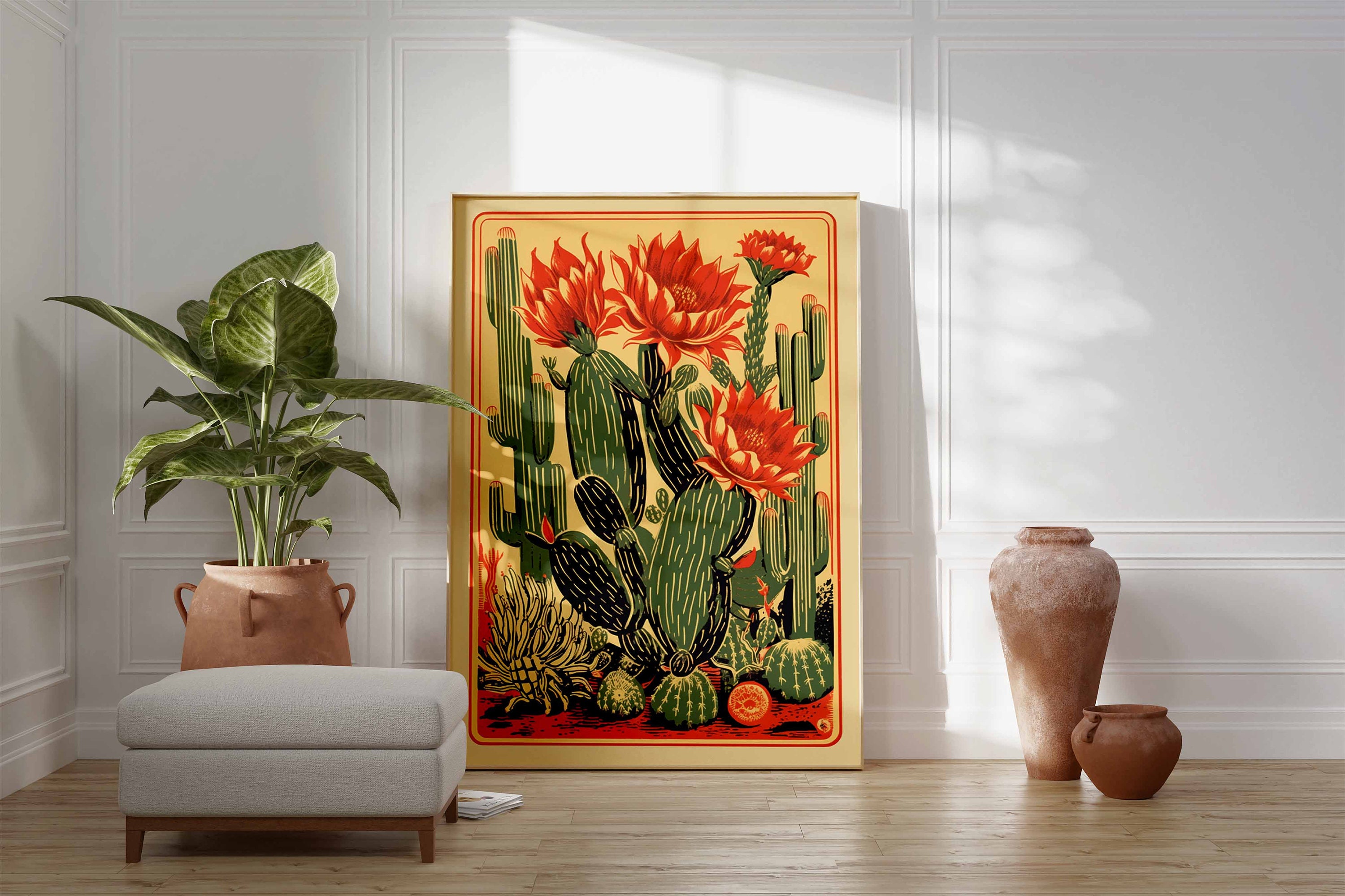 Vintage Mexican Cactus Art Print, Colorful Floral Decor - Etsy