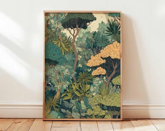Ukiyo-e Japanese Forest Print | Botanical Asian Landscape Poster