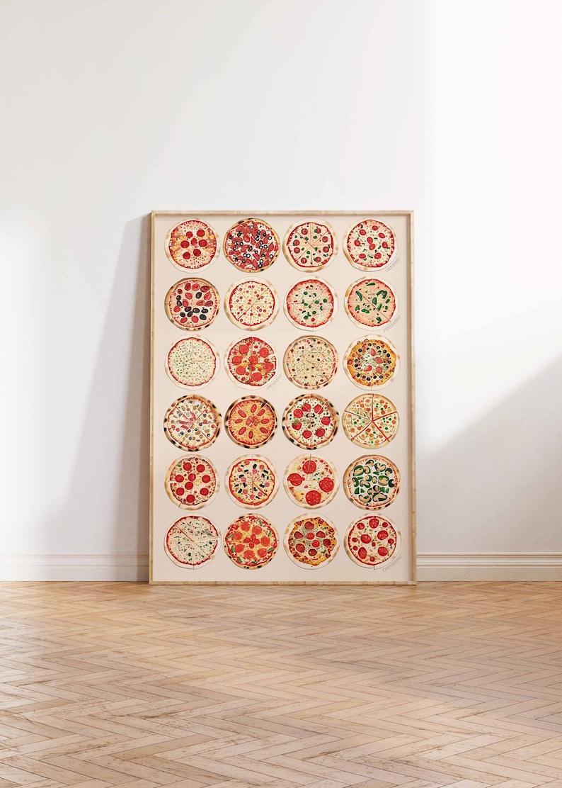 Pizzaposter, Pizzakonst, Köksdekor, Köksaffisch, Matkonst, Italiensk Mataffisch, Italientryck, Italiensk Poster, Matgåva, Mattryck bild 3