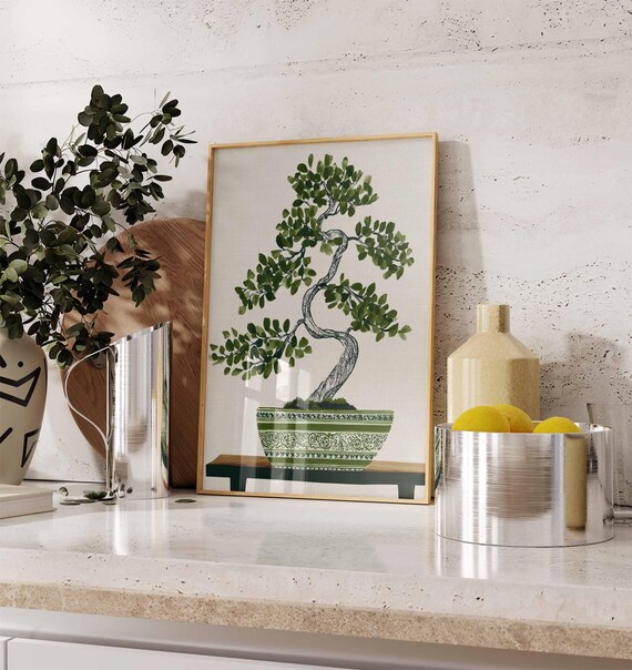 Japanese Bonsai Tree Poster, Zen Botanical Art Print - Etsy