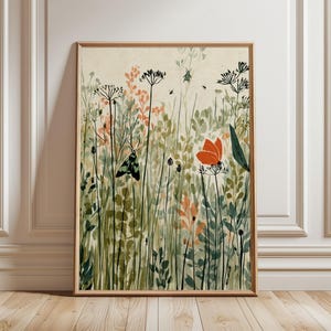 Botanical Meadow Poster | Wildflower Wall Art | Nature Illustration