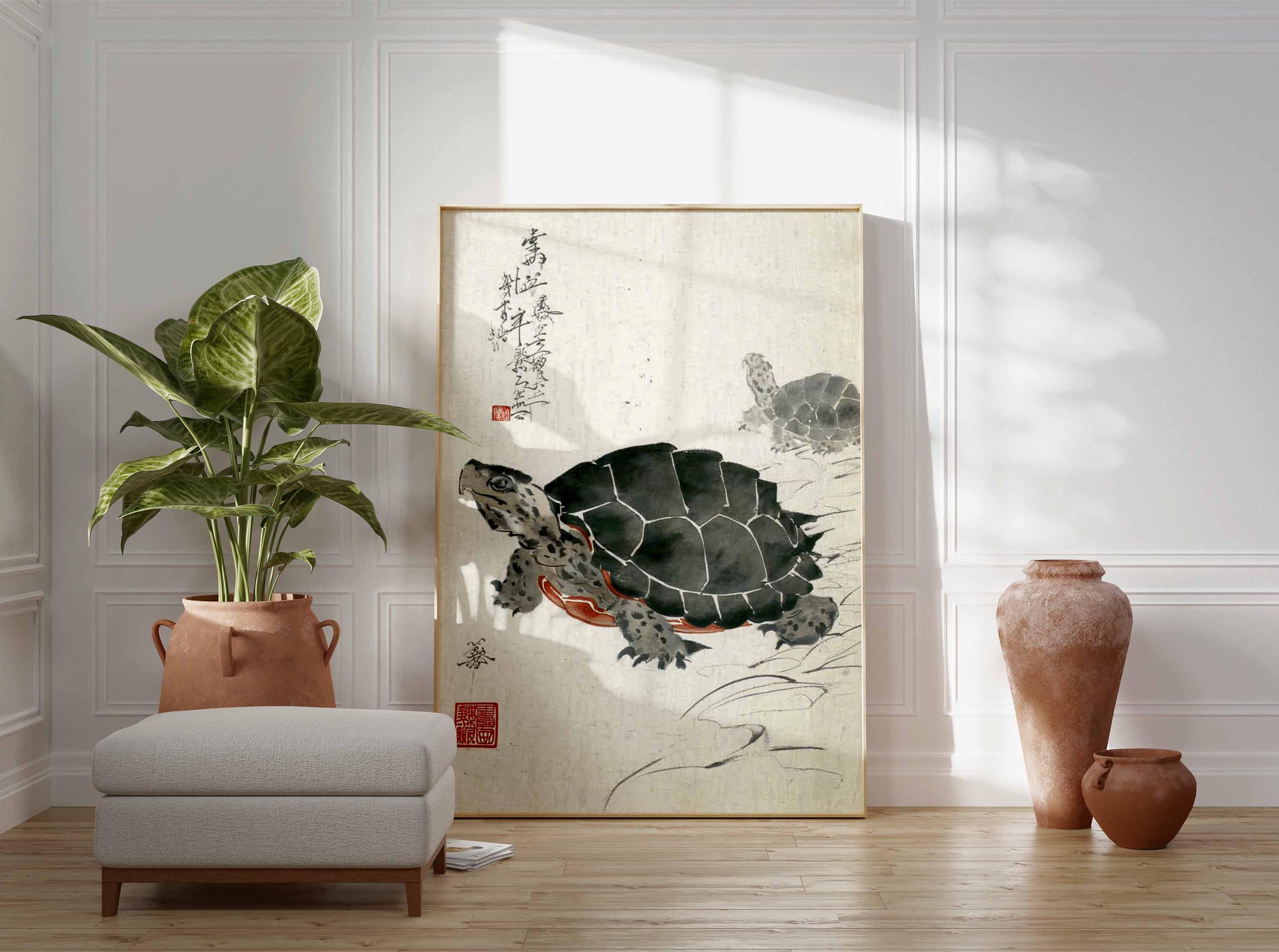 Chinese Turtle Ink Painting, Asian Zen Wall Art Print - Etsy