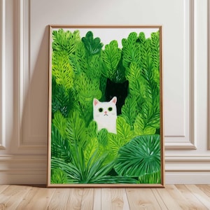 Botanical Cat Poster, Cat Art Print, Animal Art Print, Wall Art Decor, Vintage Art, Retro Art, Cat Lovers Gift, A1/A2/A3/A4