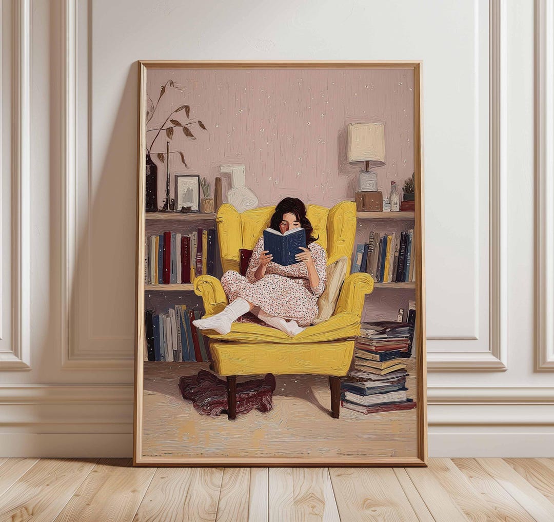 Cozy Reading Nook Print | Vintage Style Book Lover Art - Etsy UK