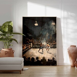 Vintage boxningskampaffisch, retro gymkonst bild 2