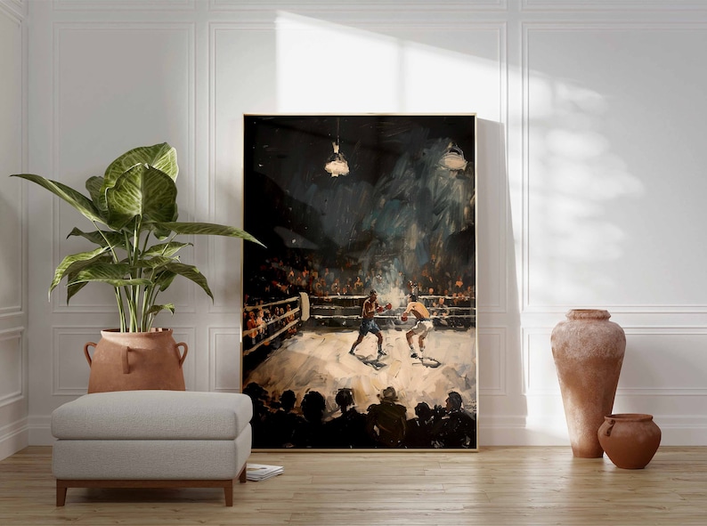Vintage boxningskampaffisch, retro gymkonst bild 2