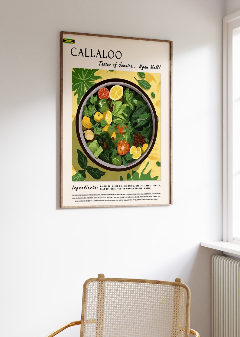 Jamaican Callaloo Food Art Print, Caribbean Kitchen Decor - Etsy
