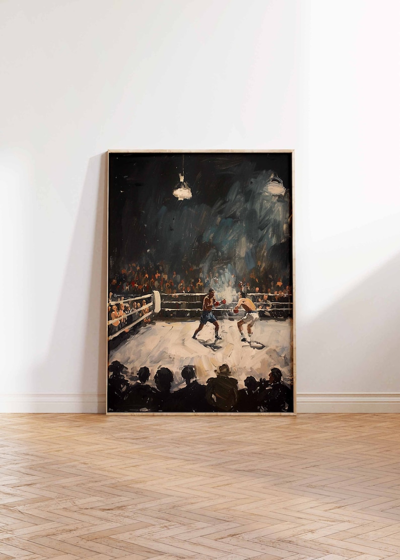 Vintage boxningskampaffisch, retro gymkonst bild 3