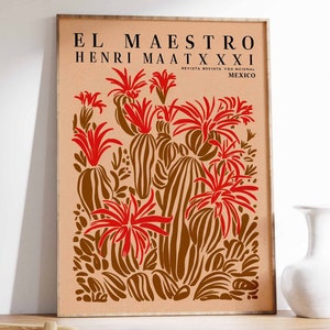 Vintage Mexikanische Kaktus Poster, Bunte mexikanische Kunstdrucke, Mexikanische Dekoration, Traditionelle Mexikanische Kunst, Blumendekor, Latein Druck, Mexikanisches Geschenk
