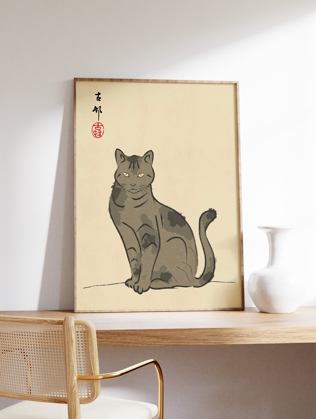 Japanese Cat Poster, Japanese Cat Art Print, Cat Tattoo, Animal Wall ...